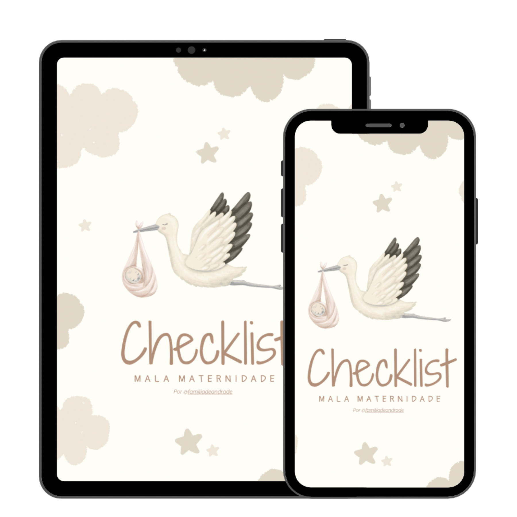 Checklist Mala Maternidade — mockup do ebook
